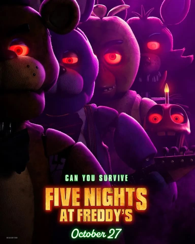 Постер фильма ужасов Five Nights at Freddy’s по мотивам видеоигры