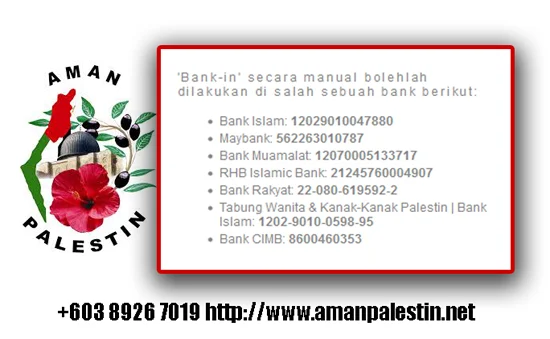 Cara sumbangan derma ke Aman Palestin