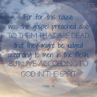 For for this cause was the gospel preached also to them that are dead, that they might be judged according to men in the flesh, but live according to God in the spirit. 1 Peter 4:6