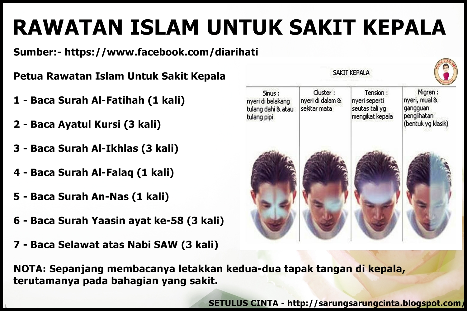 SETULUS CINTA: Petua Rawatan Islam Untuk Sakit Kepala