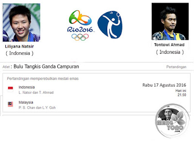 Final Bulutangkis T Ahmad / L Natsir ( Indonesia ) lawan H P Soon/G L Ying ( Malaysia ) Olimpiade Rio 2016 