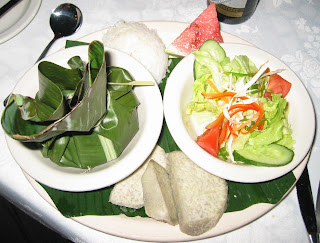 Dinner: Seafood wrapped in banana leaf