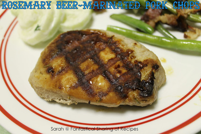 Rosemary Beer Marinated Pork Chops. The rosemary and beer pair together nicely with the pork! #pork #beer #manfood