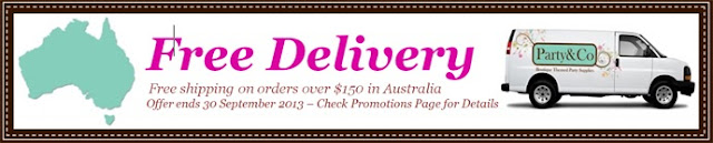 Free Delivery, Australia Wide, orders over $150, Party&Co, Themed Birthday Parties, Baby Showers, Christenings