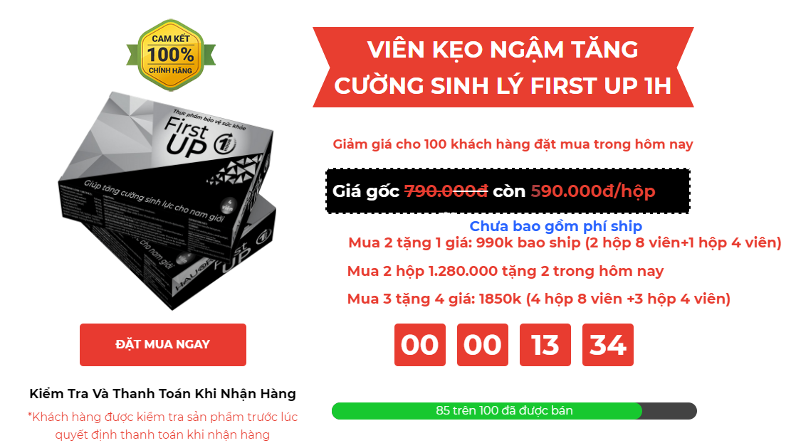 FIRST UP 1H - Kẹo Ngậm Sinh Lý