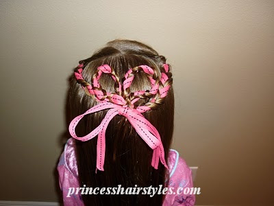 heart hairstyle with ribbons