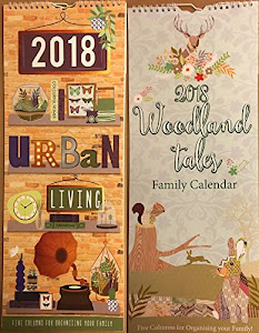 Tallon 2018 Large Slim Spiral Family organiser planner Calendar 5 colonne mese a vista (Woodland Tales o Urban Living)