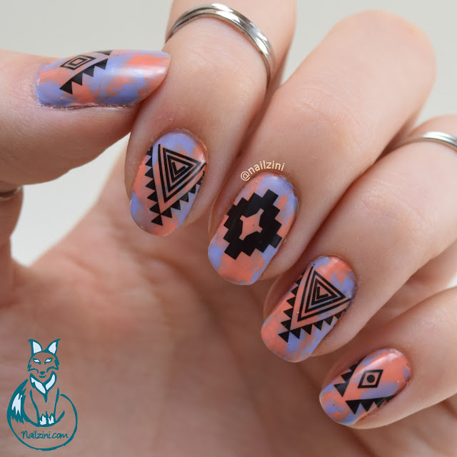 Dry Marble Tribal Nail Art