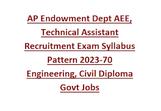 AP Endowment Dept AEE, Technical Assistant Recruitment Exam Syllabus Pattern 2023-70 Engineering, Civil Diploma Govt Jobs