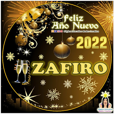 Nombre ZAFIRO por Año Nuevo 2022 - Cartelito