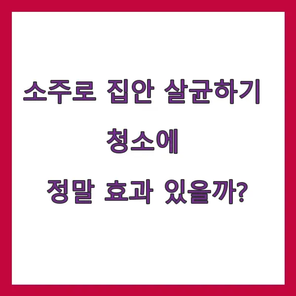 소주로 집안 살균하기, 청소에 정말 효과 있을까?