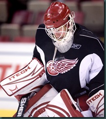 071008 Ishockey, NHL, Detroit Red Wings, träning: Chris Osgood, målvakt.
© Bildbyrån - 55395 - Foto: Nils Jakobsson