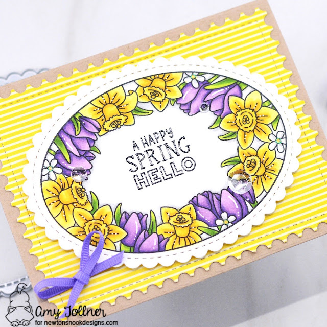 Spring Blooms Oval, Pastel Basics Paper Pad, Oval Frames Die Set, Framework Die Set by Newton's Nook Designs #newtonsnookdesigns #newtonsnook #nnd #inkypawschallenge #inkypaws #handmade