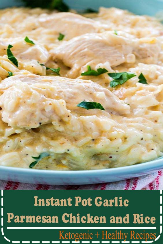 Instant Pot Garlic Parmesan Chicken and Rice is creamy, rich comfort food with chunks of white chicken meat. It is probably my favorite chicken Instant Pot meal to date.