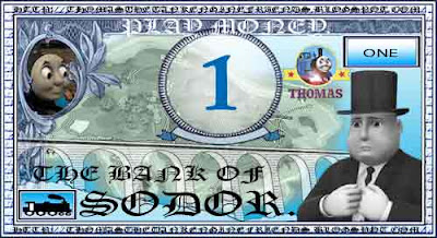 Steam tank Thomas the train and friends fake printable paper play money for kids number one 1 bill