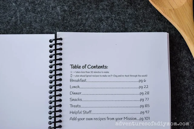 image of a cookbook with easy meals for missionaries