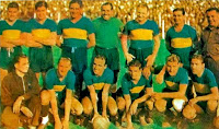 Club Atlético BOCA JUNIORS - Buenos Aires, Argentina - Temporada 1941 - Sosa, Lazzatti, Ibáñez, Estrada, Valussi y Arico Suárez; Boye, Alarcón, Sarlanga, Valsecchi y Emeal - 4º clasificado en la 1ª División de Argentina