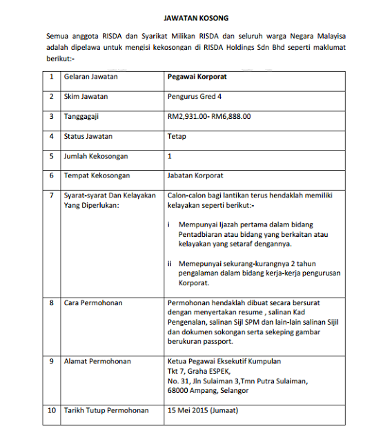 Surat Rasmi Letak Jawatan Kerja - Rasmi Ru