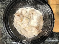 add the egg scramble into the flour