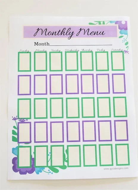 Free Menu Planner Printable