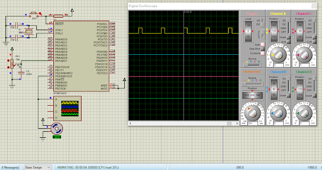 Using ADC and Timer/Counter 0 PWM of ATMega32 to rotate a DC servo motor