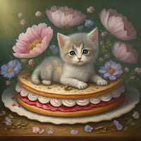 Cake decorated sugar kitten
