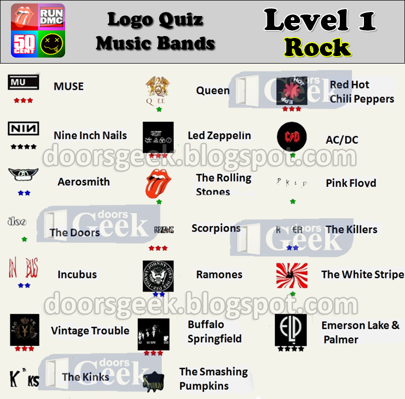Logo Quiz  Music Bands  Level 1 Rock  Doors Geek