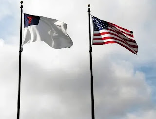 Christian flag and American flag