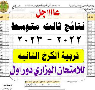 نتائج ثالث متوسط لعام 2022-2023 دور الاول لتربية محافظة بغداد الكرخ الثانيه
