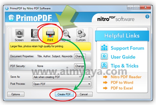  Gambar: Mengatur setting file PDF di PrimoPDF