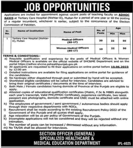 Jobs in Specialized Healthcare & Medical Education Department