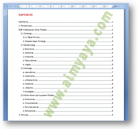 Daftar isi menjadi sebuah keharusan bagi dokumen formal Ahli Matematika Cara Membuat Daftar Isi di Microsoft Word