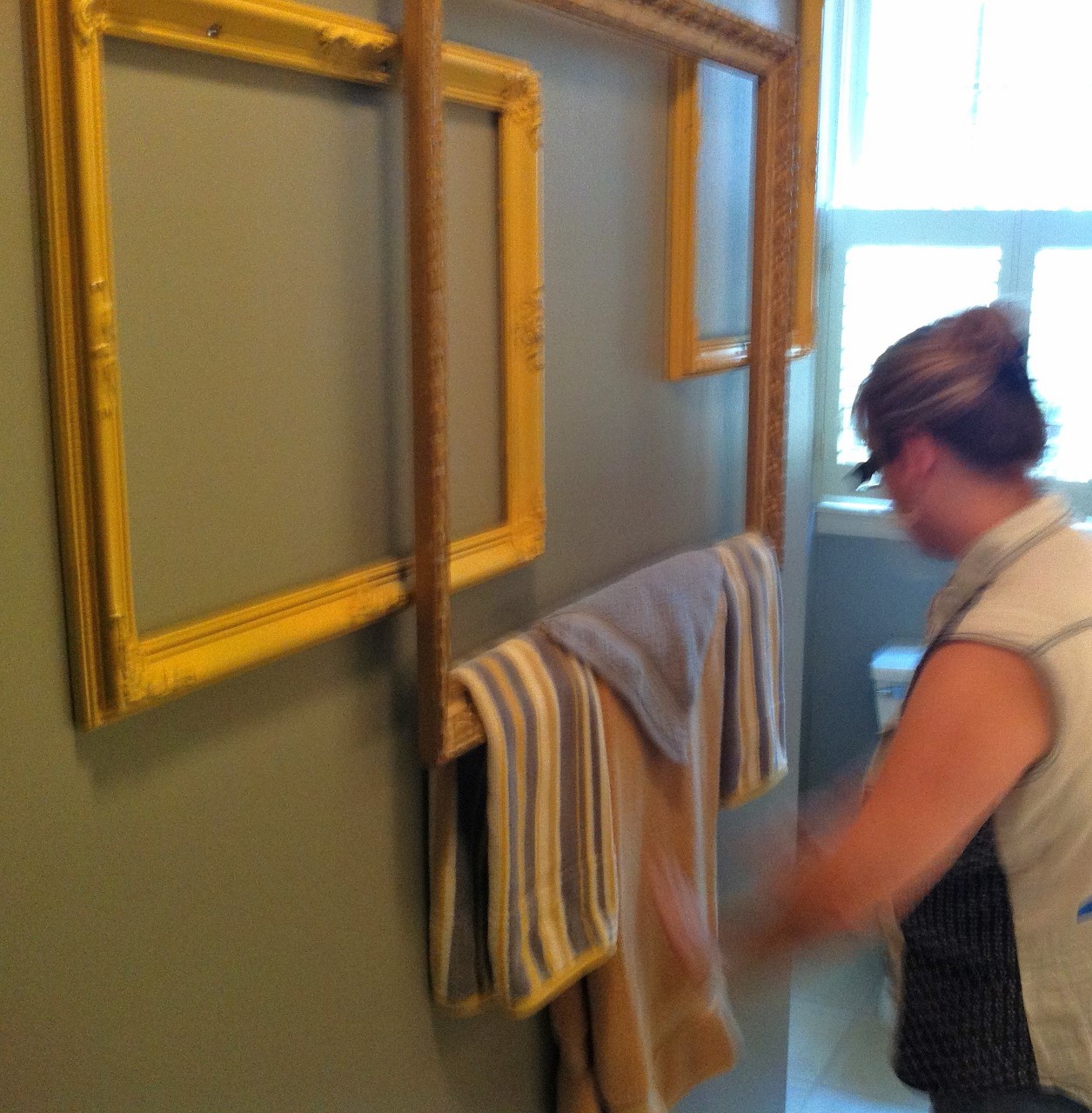 Once dry and contoured, paint over the holes to blend with frame ...