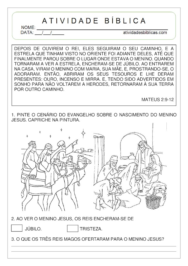 atividades sobre o nascimento de jesus