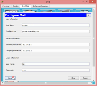 Konfigurasi DNS, DHCP, MAIL dan WEB Server pada Cisco Packet Tracer