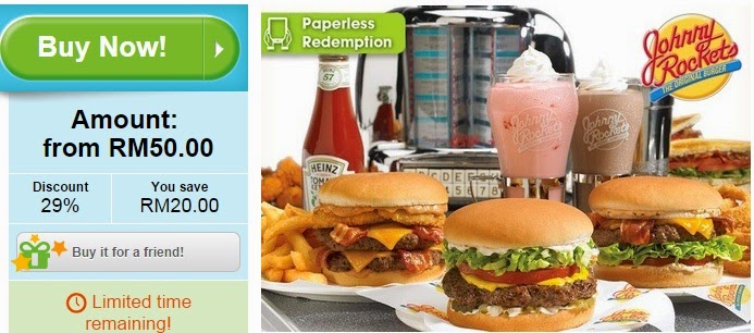 Johnny Rockets Cash Voucher, groupon malaysia, groupon offers, discount