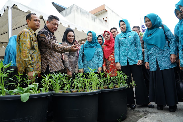 Pj Walikota Tebing Tinggi Dampingi Pj Ketua TP PKK Provsu Kunjungi Posyandu dan Lakukan Gerak Tanam Cabai