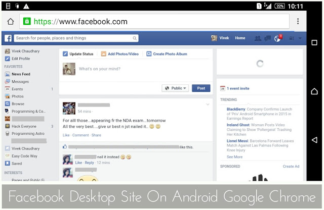 Facebook Desktop Site On Android Google Chrome