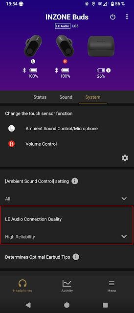 Sony INZONE Buds LE Audio LC3 modes