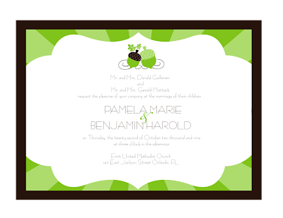 Chocolate Brown Apple Green Wedding Invitations