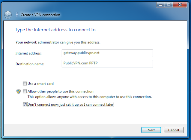 Windows 7 VPN setup
