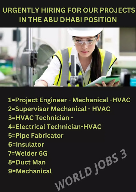 URGENTLY HIRING FOR OUR PROJECTS IN THE ABU DHABI POSITION