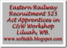 Eastern Railway Recruitment 525 Act Apprentices Post  in C&W Workshop Liluah-West Bengal