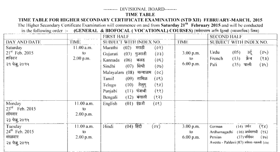 HSC Timetable Page 01