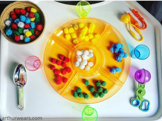 Pompom colour sorting tray