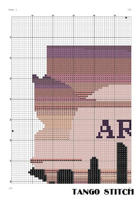 Arizona state map skyline silhouette sunset cross stitch pattern