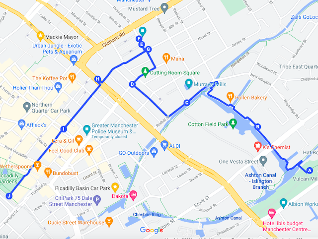 Map with blue line of New Islington and Ancoats