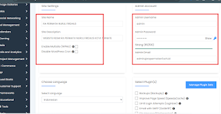 buat nama website dan akun login admin