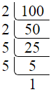 Prime factorization of 100 by division method