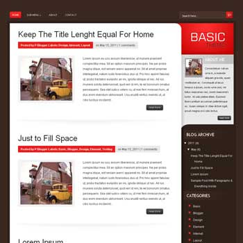 Basic (Brown) blog template. magazine blogger template style. wordpress them to blogger template